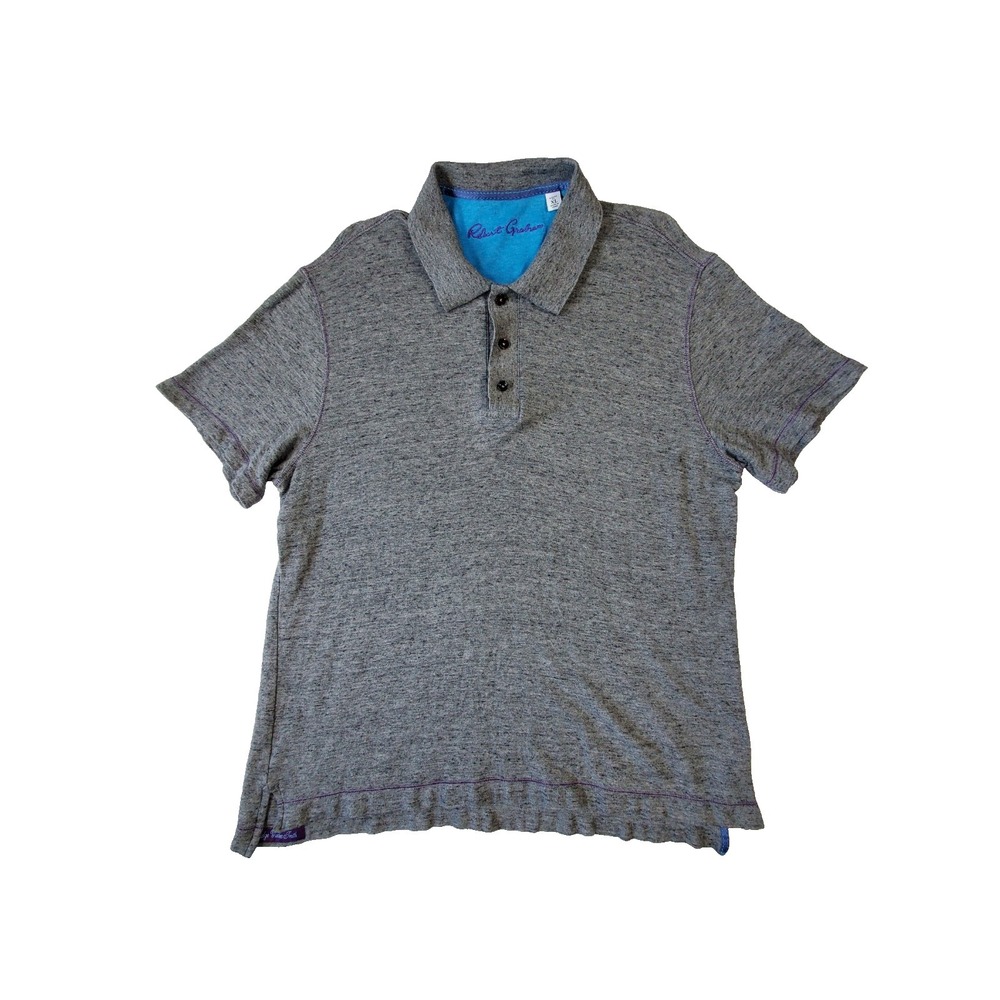 Robert Graham Men's XL Gray Heather Polo Shirt 60% Cotton‎ 40% Modal